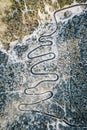 Winding road Transfagarasan in the Carpathian Mountains aerial view Royalty Free Stock Photo