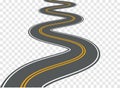 Winding road vector highway path long street asphalt isolated perspective road way journey illustration Royalty Free Stock Photo