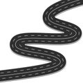 Winding Road on a White Isolated Background. Road way location infographic template with pin pointer. Vector EPS 10 Royalty Free Stock Photo