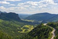 Winding Road Wolf Creek Pass Highway 160 in Colorado on a Sunny Day Royalty Free Stock Photo