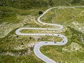 The winding roads over the Julier Pass of Swiss Alps mountains