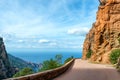 The winding roads which cross the magnificent creeks of Piana, Corsica Royalty Free Stock Photo