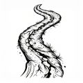 Winding Rocky Path Black And White Line Art Illustration Royalty Free Stock Photo