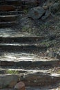 Winding rocky pathway leading up a mountain