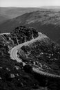 Winding serpentine Mountain road in the mountains of the Serra da Estrela in Portugal. . Royalty Free Stock Photo