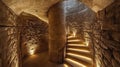 Winding staircase inside a medieval stone tower with soft lighting Royalty Free Stock Photo