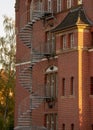 Winding staircase outside of brick building in Schoneberg Berlin Germany Royalty Free Stock Photo