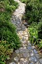 Winding stone pathway in a park