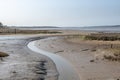 Winding Stream heading to sea in muddy uk estuary