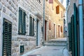 Winding street of the authentic, old town of Herceg Novi Royalty Free Stock Photo