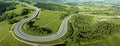 Winding switchback road in Poland. Aerial panorama