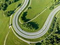 Winding switchback road in Poland