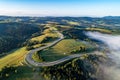 Winding switchback road in Poland