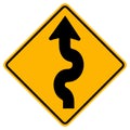 Winding Traffic Road Sign,Vector Illustration, Isolate On White Background Icon. EPS10 Royalty Free Stock Photo