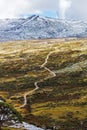 Winding walkway leading to Snow Mountains at Mount Kosciuszko Na Royalty Free Stock Photo