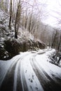 Winding winter road in the mountains