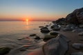 Windless weather an sunset on Baltic sea coast