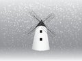 A cool traditional windmill house vector with snowflakes in winter season to mill grain illustration Royalty Free Stock Photo