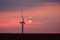 Windmill in a beautiful violet sunset Royalty Free Stock Photo