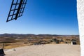 Consuegra windmill blade framing La Mancha landscape Royalty Free Stock Photo
