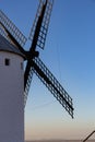 Campo de Criptana windmill blades silhouetted at sunset Royalty Free Stock Photo