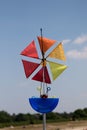 A windmill blowing soap bubbles at the kite festival at the storage sea geeste germany