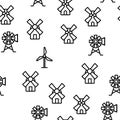 Windmill Building Vector Seamless Pattern Royalty Free Stock Photo