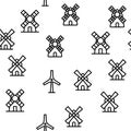 Windmill Building Vector Seamless Pattern Royalty Free Stock Photo