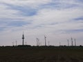 cloud grass sky field agriculture summer Germany Northrhine-Westphalia Windmill sustainable energy Royalty Free Stock Photo