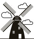 Windmill and clouds, vector