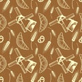 Windmill and Croissant seamless pattern. Vector illustration