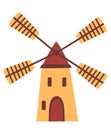 Cute cartoon Windmill. Traditional Dutch windmill. Use for print, wallpaper, kids clothes, fashion.