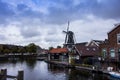 Windmill De Adriaan in Haarlem in a cloudy day, Netherlands
