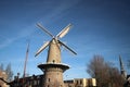 Windmill de Roode Leeuw red lion in Englisch at the turfsingel at downtown Gouda in the Netherlands. Royalty Free Stock Photo