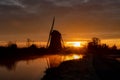 Windmill at early sunrise, De Rietveldse Molen, Hazerswoude Dorp Royalty Free Stock Photo