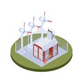 Windmill Electricity Isometric Composition