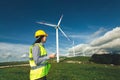 Windmill engineer inspection and progress check wind turbine