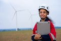 Windmill engineer inspection and progress check wind turbine