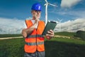 Windmill engineer inspection and progress check wind turbine