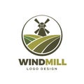 Windmill farm logo design template