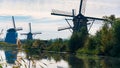 Windmill farm river landscape dutch windmill farm scene windmill farm scene