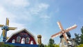 A windmill farmhouse at Cimory Dairyland Puncak