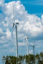 Windmill Field with bright sky and cloud Royalty Free Stock Photo