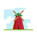 Windmill flat design Royalty Free Stock Photo