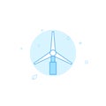 Windmill flat vector icon. Filled line style. Blue monochrome design. Editable stroke Royalty Free Stock Photo