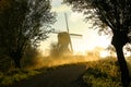 Windmill in fog Royalty Free Stock Photo