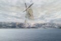 Windmill in the fog Royalty Free Stock Photo