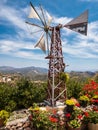 Windmill Garden Mountain View in Crete, Greece Royalty Free Stock Photo