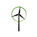 The windmill generates eco-energy. The concept of clean energy production