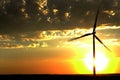 Windmill for Generating Power Wind Blowing Sky Clouds Sunset Sun Royalty Free Stock Photo
